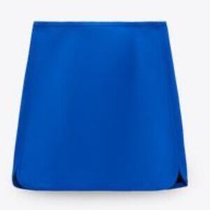 Zara Satin Effect Blue Mini Skirt Sz L **NWT**